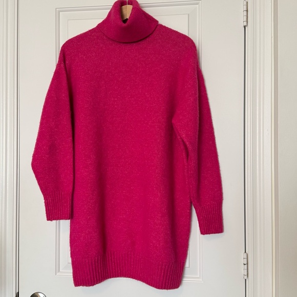 Mango Dresses & Skirts - Mango Cranberry Pink Turtleneck Sweater Dress, Oversized XS
